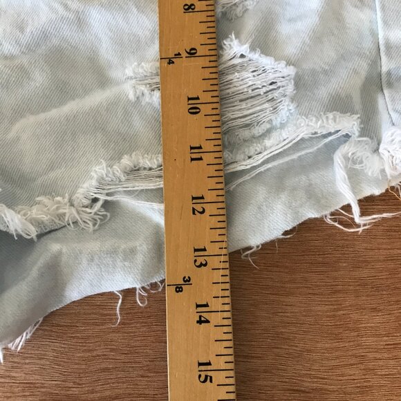 Levi's 501 Denim Cut-Off Shorts Women 33 Blue High Rise Distressed Button Fly - Picture 6 of 12